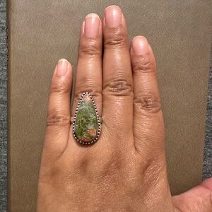 Unakite 925 Sliver Plated Ring Size 8